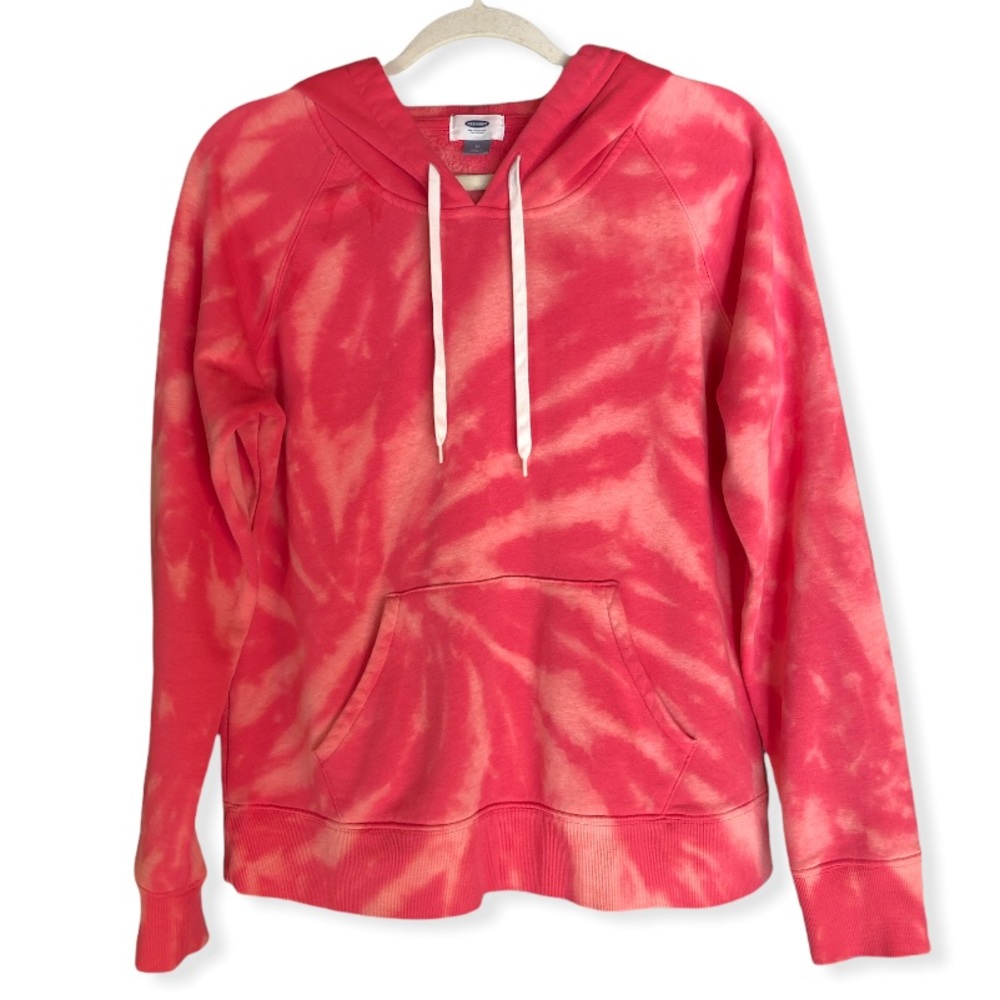 OLD NAVY Custom Bleach Reverse Tie Dye Hoodie Sweatshirt Pink Women’s Med